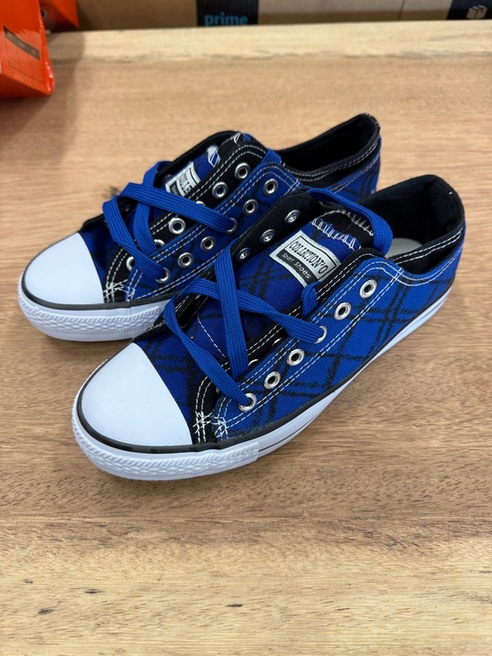CO Shoes - Blue Plaid Canvas Low-Top Sneakers